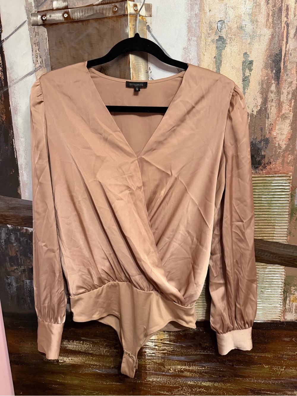 DYNAMITE CHAMPAGNE SATIN BODYSUIT